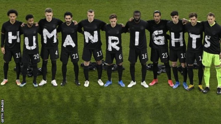 Germany players wear T-shirts in protest against Qatar's human rights record