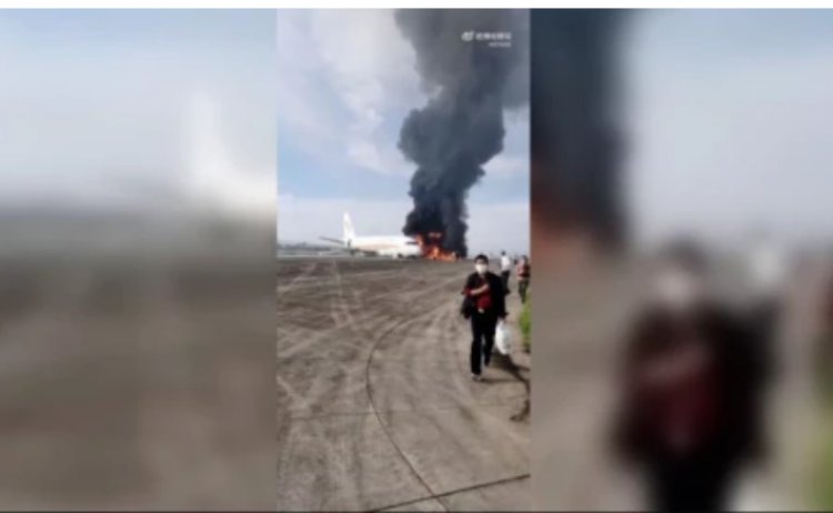 Chinese Plane Catches Fire On The Runaway